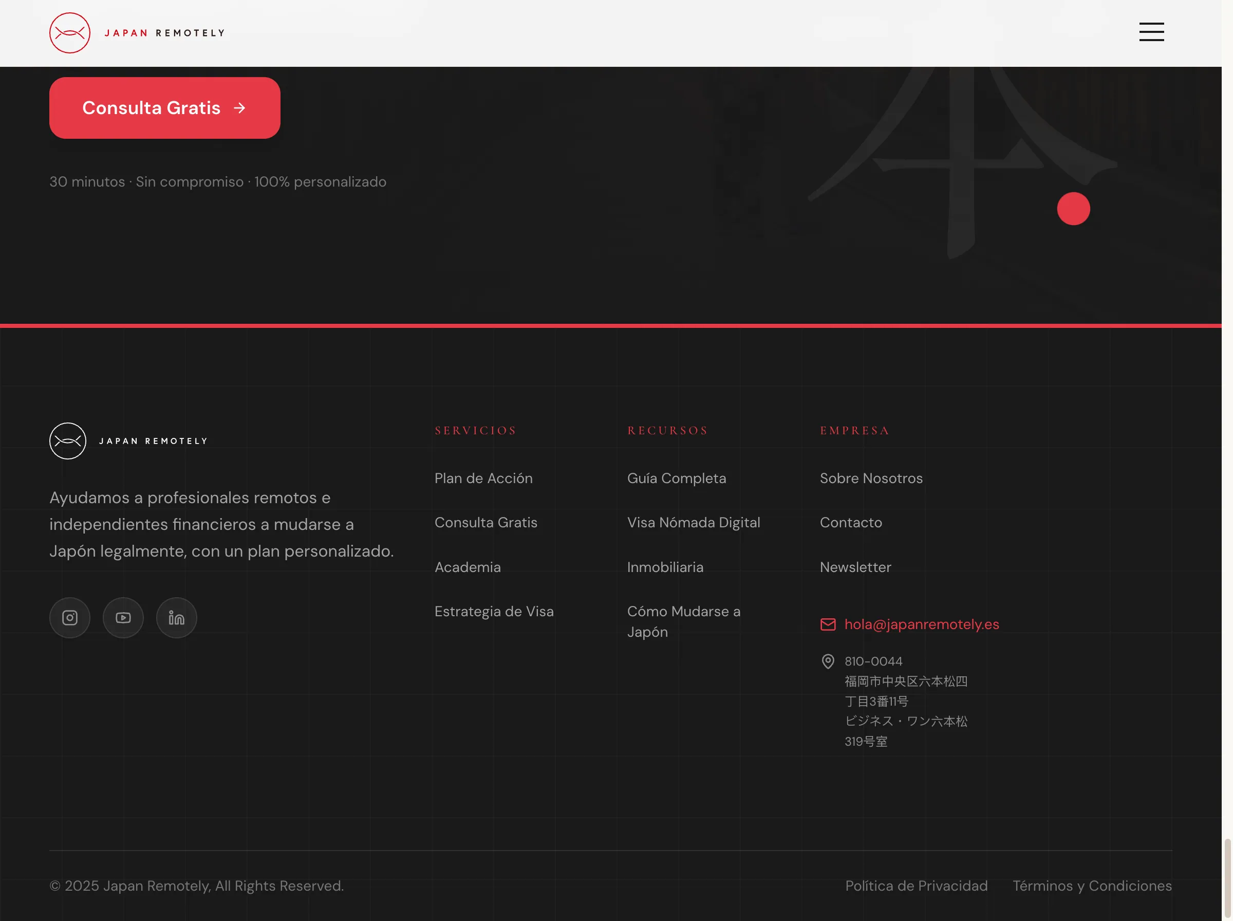 Japan Remotelyのフッター