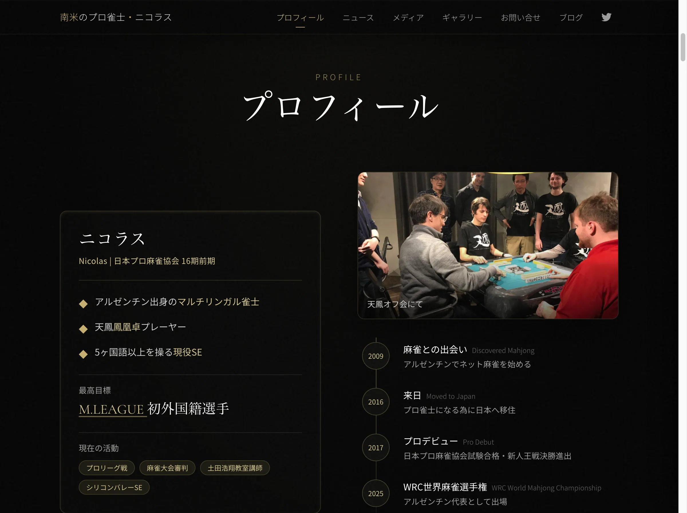 ニコラス プロ雀士のページの中ほど